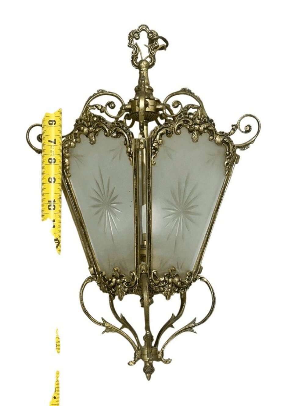Vintage Spanish Rococo Style Etched Glass Wired Pendant Light - Picture 11 of 12